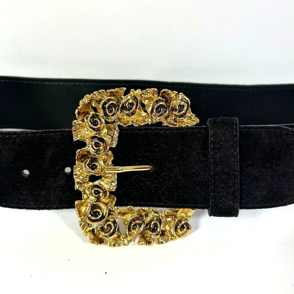 The Limited Italy Leather Suede Belt Gold Buckle Medium Whimsigoth Fairy